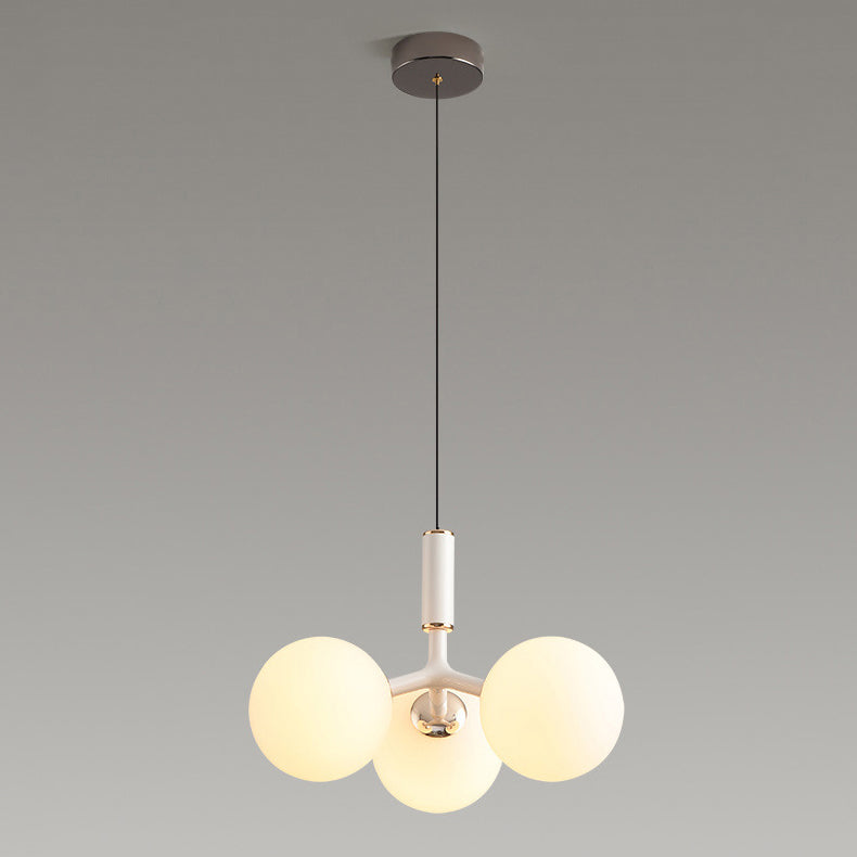 Contemporary Nordic Aluminum Iron Glass Ball 3-Light Chandelier For Dining Room