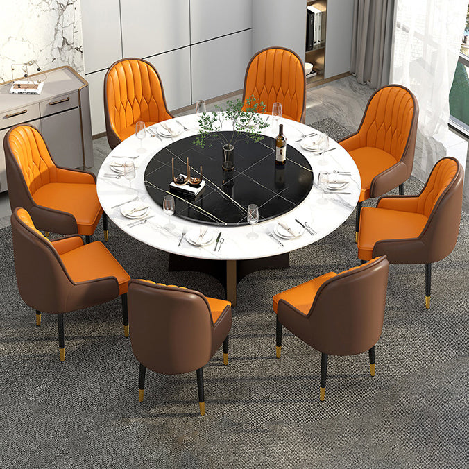 Modern Simplicity Leather Sponge Carbon Steel Metal Square Dining Chair Backrest Armrest For Dining Room