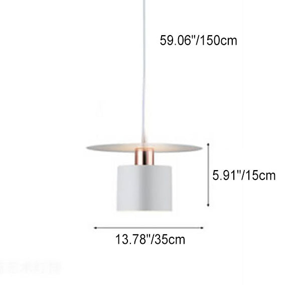 Modern Mid-century Iron Round Piece Cylinder Shade 1-Light Pendant Light For Bedroom