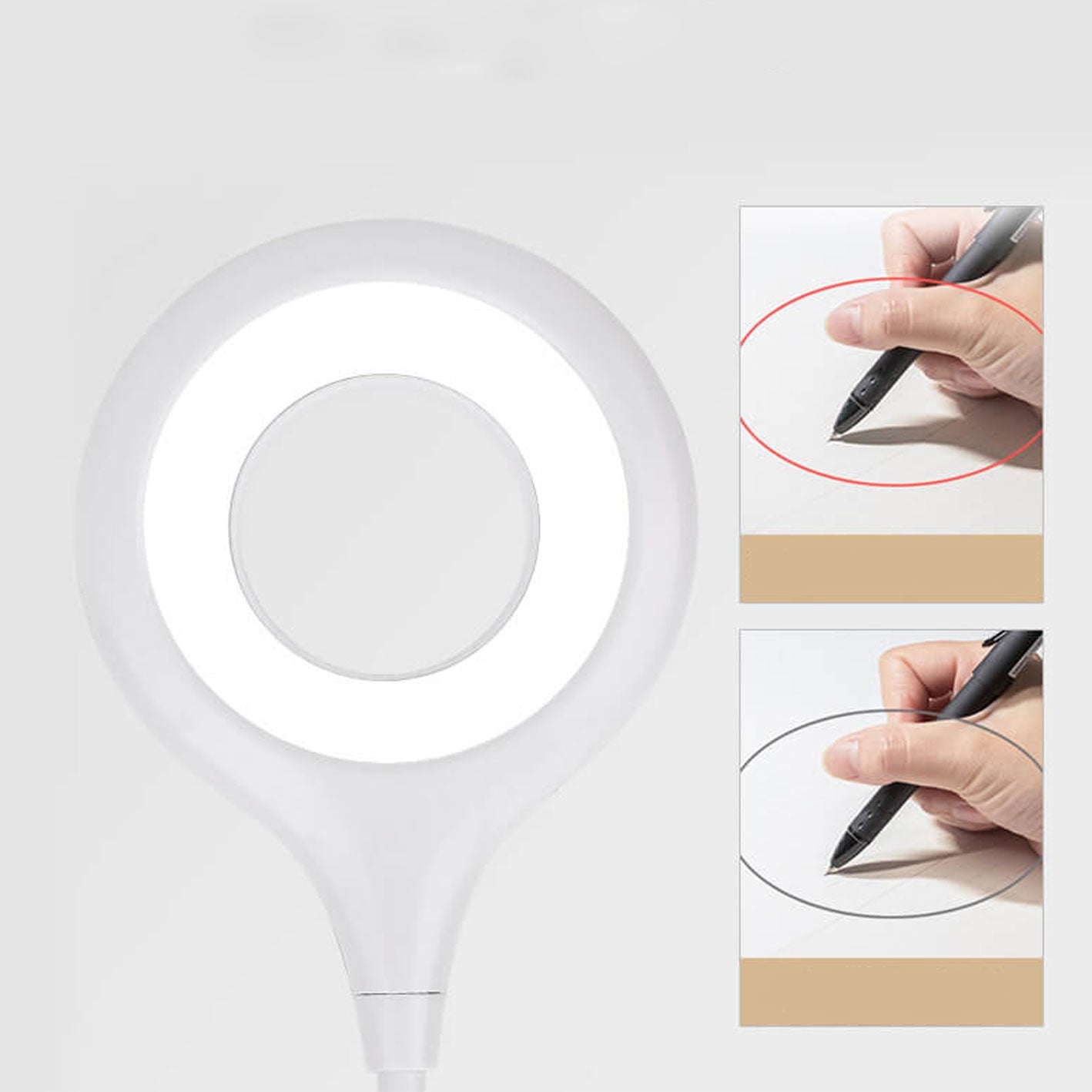 Simple Creative Foldable Round Shade Rechargeable Clips LED Desk Lamp