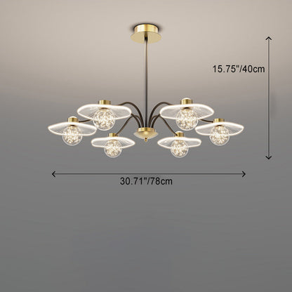 Contemporary Creative Sunset Projection Hardware Lotus Leaf Acrylic LED Chandelier For Living Room
