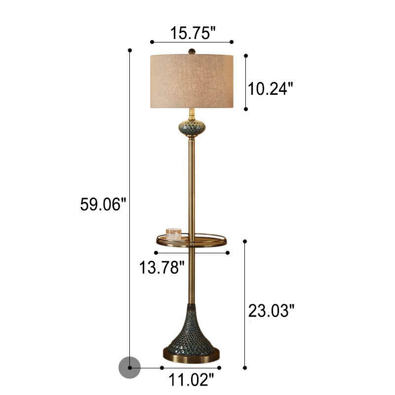 European Light Luxury With Plate Ceramic Hardware Fabric 1-Light Standing Floor Lamp