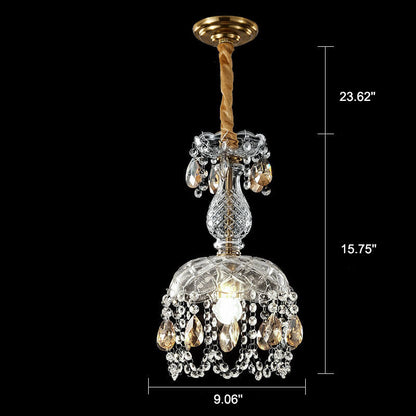 Modern Luxury Crystal Hanging Dome 1-Light Pendant Light