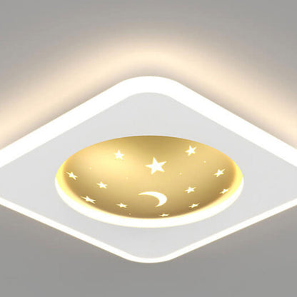 Nordic Minimalist Starry Sky Square Round Wrought Iron Aluminum LED Flush Mount Ceiling Light