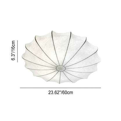 Nordic Minimalist White Beige Round Faux Silk 1/3/5-Light Flush Mount Light