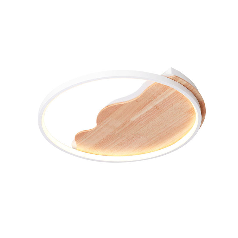 Nordic Rustic Creative Ironwood LED Flush Mount Light