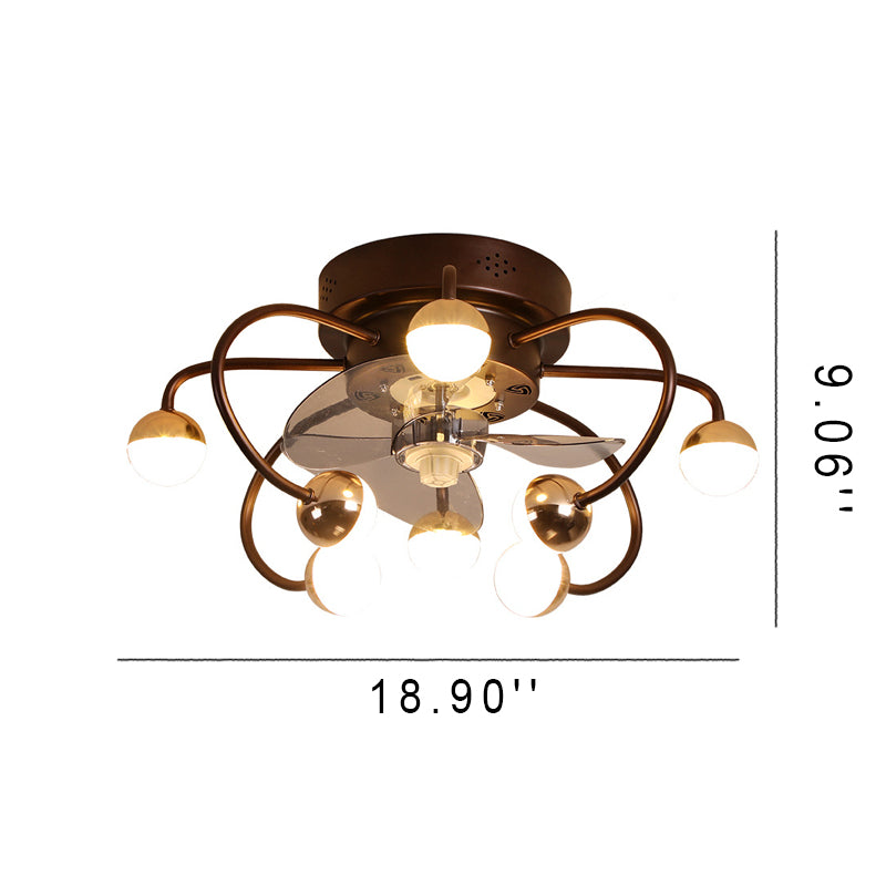 Nordic Creative Branch Cage LED Semi-Flush Mount Ceiling Fan Light