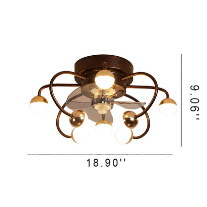 Nordic Creative Branch Cage LED Semi-Flush Mount Ceiling Fan Light