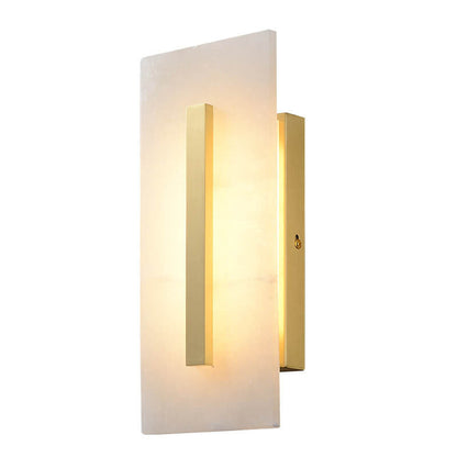 Luxury Chinese Marble Square Brass 1-Light LED Wall Sconce Lamp