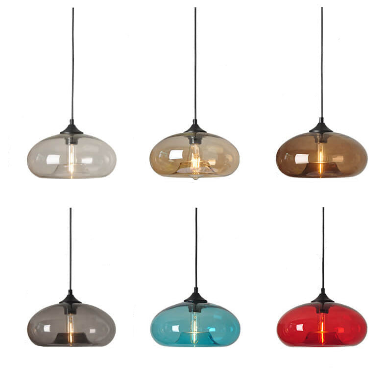 Creative Colored Glass Oval 1-Light Pendant Light