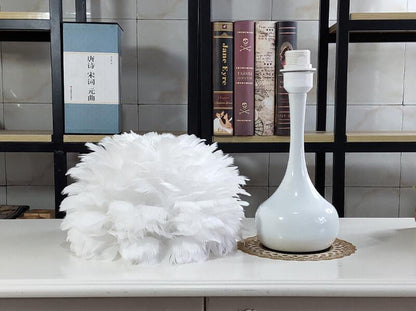 Modern Feather 1-Light Globe Teardrop Base Table Lamp