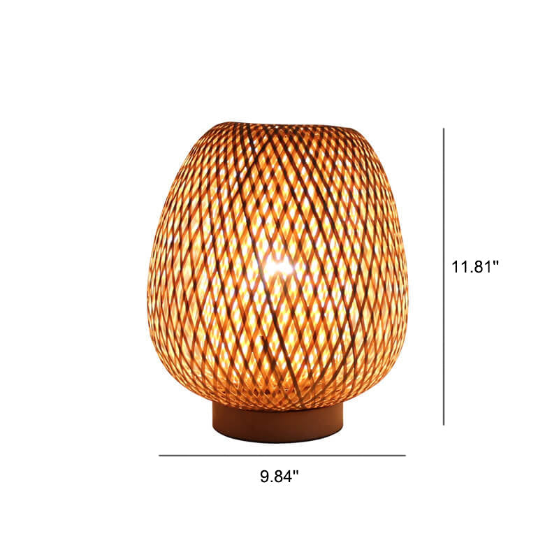 Modern Bamboo Weaving Round 1-Light Decorative Table Lamp
