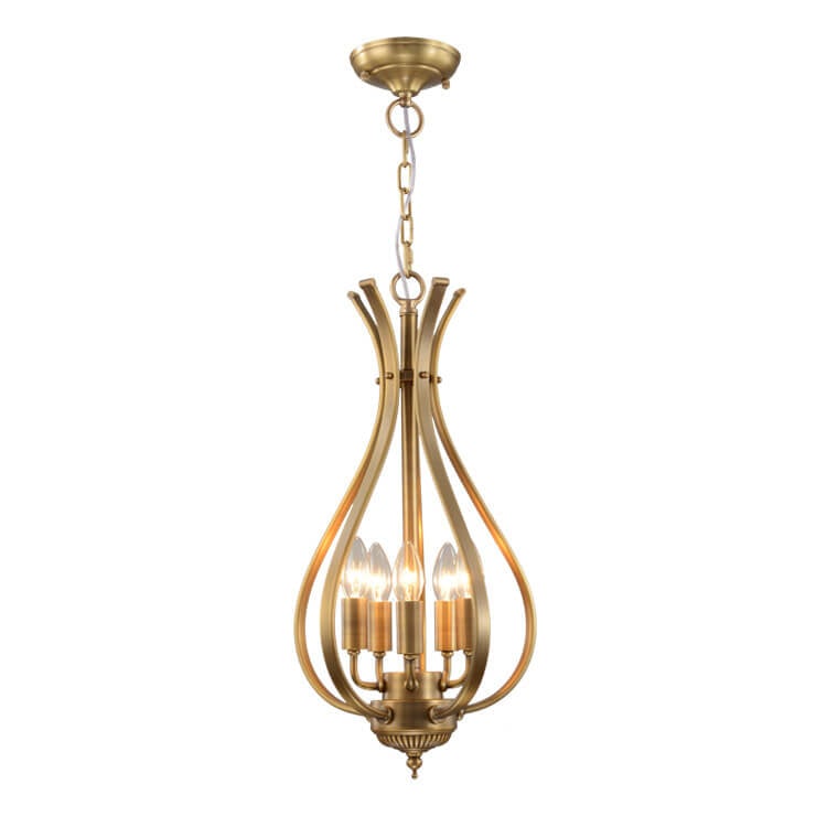 Vintage Brass Oval Shape 3/5 Light Chandelier
