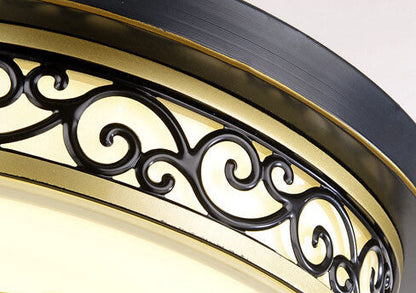 Vintage Circle Patterned Edge Iron 1-Light LED Flush Mount Ceiling Light