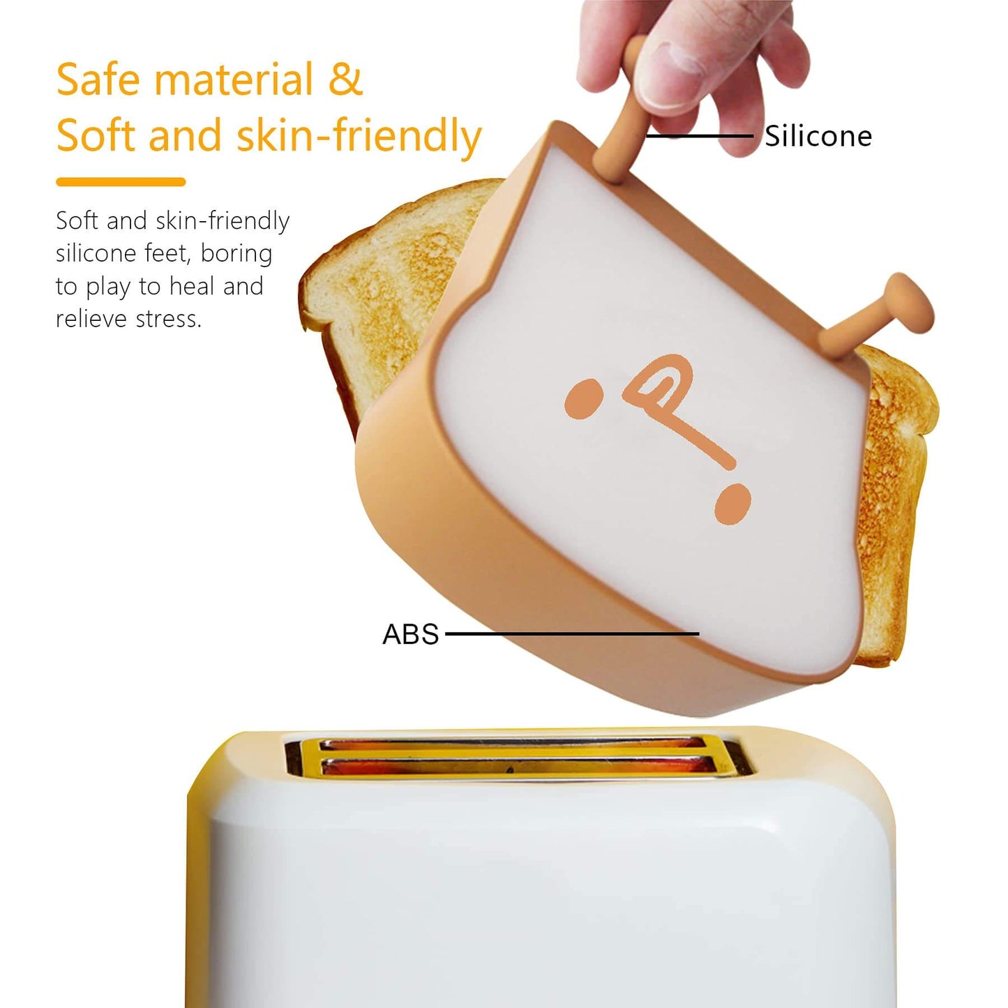Cute Toast Bread Night Light USB Pat  Timer Bedside Bed Lamp