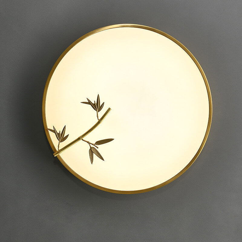Modern Round Bamboo Pattern LED Flush Mount Ceiling Light