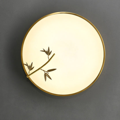 Modern Round Bamboo Pattern LED Flush Mount Ceiling Light