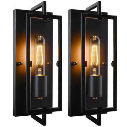 Industrial Vintage Wrought Iron Square 1-Light Wall Sconce Lamp