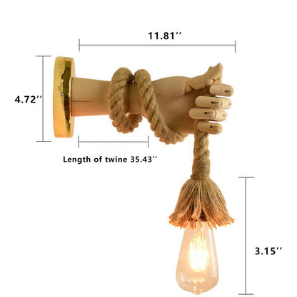 Industrial Woven Rope Hand -Shaped 1-Light Wall Sconce Lamp