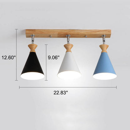 Macaron Cone Shade 3-Light Semi-Flush Mount Ceiling Light