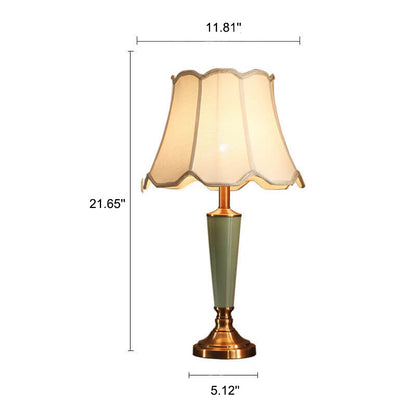 Vintage Fabric Tower Base Ceramic 1-Light Table Lamp