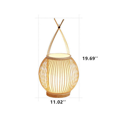 Modern Bamboo Weaving Globe 1-Light Table Lamp