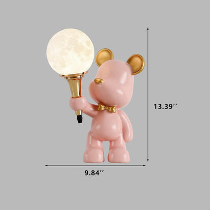 Creative Cartoon Bear Resin 1-Light Night Light Table Lamp
