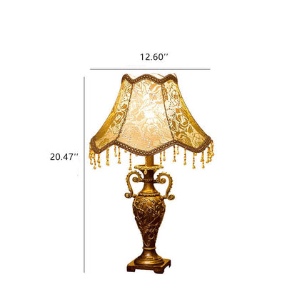 European Vintage Fabric Antique 1-Light Table Lamp
