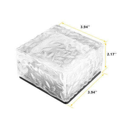 Solar LED Ice Brick Waterproof Glass Ground Light Garden Light
