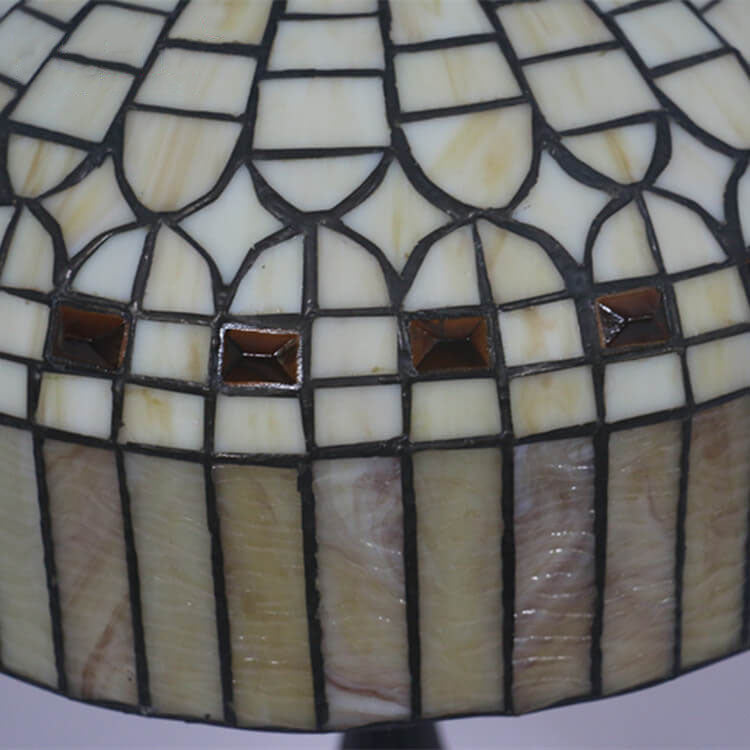 European Tiffany Yellow Baroque Glass 1-Light Table Lamp