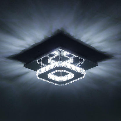 Minimalist Crystal Square LED Flush Mount Ceiling Light