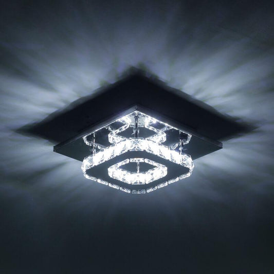 Minimalist Crystal Square LED Flush Mount Ceiling Light