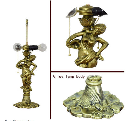 Tiffany Mediterranean Dragonfly Stained Glass 3-Light Zipper Table Lamp
