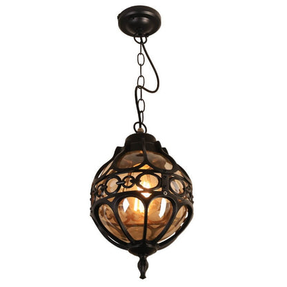 Retro Industrial Globe Shape 1-Light Outdoor Waterproof Pendant Light