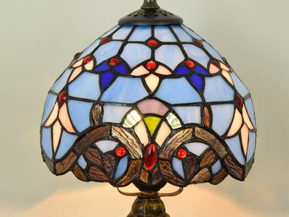 European Tiffany Blue Baroque Stained Glass 1-Light Table Lamp