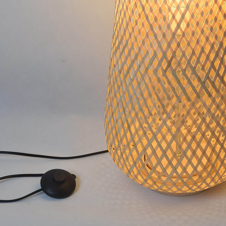 Modern Bamboo Weaving Column 1-Light LED Standing Floor Lamp