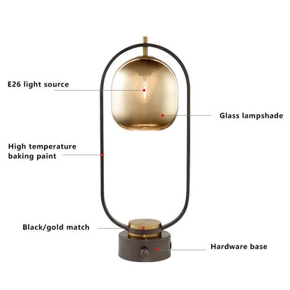 Modern Amber Glass Ring 1-Light Table Lamp