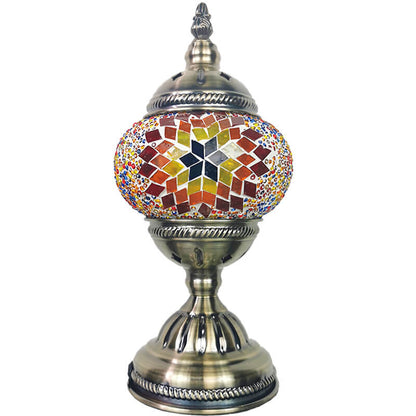 Vintage Turkish Stained Glass Globe Shade 1-Light Table Lamp