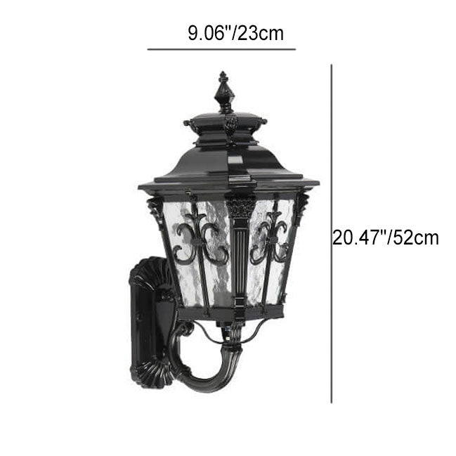 Europe Retro Black Die-Cast Aluminum Glass Outdoor Indoor 1-Light Wall Sconce Lamp