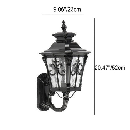 Europe Retro Black Die-Cast Aluminum Glass Outdoor Indoor 1-Light Wall Sconce Lamp