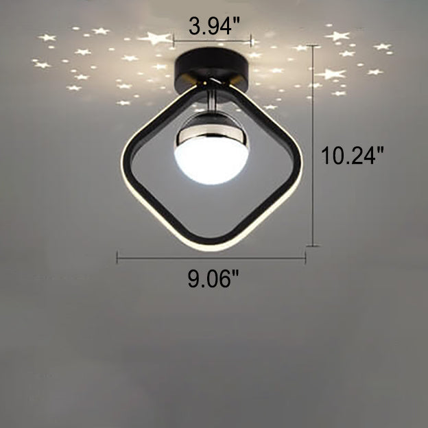 Modern Creative Square Round Acrylic Iron LED Semi-Flush Mount Light