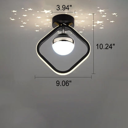 Modern Creative Square Round Acrylic Iron LED Semi-Flush Mount Light