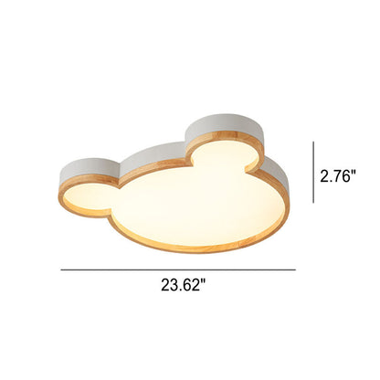Nordic Wood Bear Shape LED Kids Flush Mount Ceiling Light