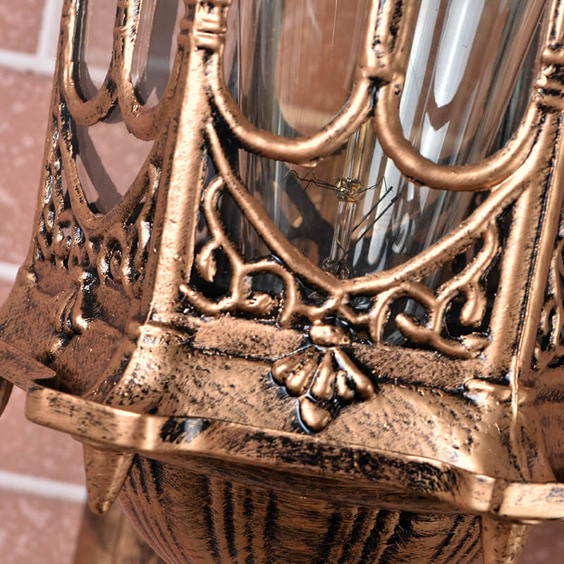 مصباح حائط معدني خارجي مقاوم للماء بضوء واحد على الطراز الأوروبي العتيق 