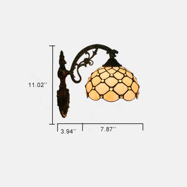 Tiffany European Half Round Glass 1-Light Wall Sconce Lamp