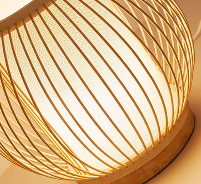 Modern Bamboo Weaving Globe 1-Light Table Lamp