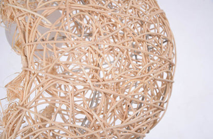 Rattan Weaving Moon Shape 1-Light Pendant Light