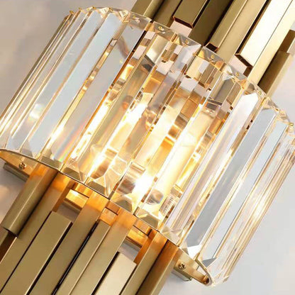 Modern Luxury Crystal Columnar 2-Light Wall Sconce Lamp