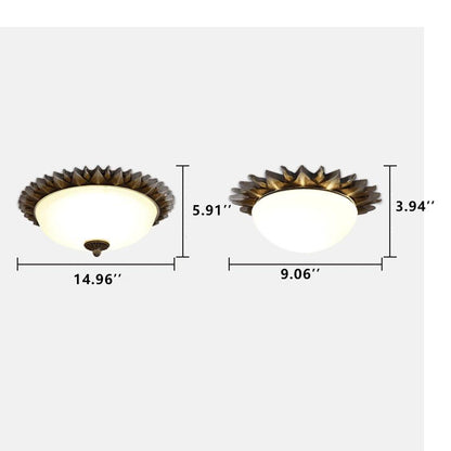 Vintage Glass Sun Bowl Shaped 1/3-Light Flush Mount Ceiling Light