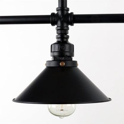 Vintage Industrial Water Pipe Pot Lid Shade 3-Light Chandelier
